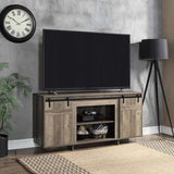 ZUN Grey Washed TV Stand with 2 Sliding Barn Doors B062P209411