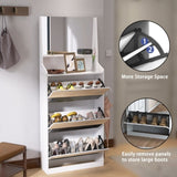 ZUN Shoe Cabinet with 3 mirrors,Shoe Storage Cabinet for Entryway,Vertical Shoe Cabinet for Front Door W760P196529