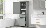 ZUN Tall Bathroom Storage Cabinet, Storage Cabinet with Two Different Size Drawers and Adjustable Shelf, 77184411