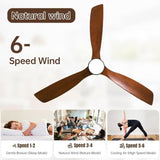 60 inch 3 Solid Wood Blade DC Motor Ceiling Fan Decorate for the Living Room with Light KBS-6005