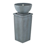 ZUN 35.5" Polyresin Gray Zen Bowl Water Fountain, Outdoor Bird Feeder /Bath Fountains, Relaxing Water W2078125235