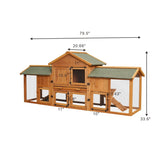 79.5" Extra Large Bunny Cage with 2 Runs House Small Animal Habitats for Guinea Pigs Hamster W21953995