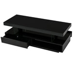 ZUN U-Can LED Coffee Table with Storage, Modern Center Table with 2 Drawers and Display Shelves, Accent WF307038AAB