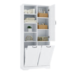 ZUN Bathroom Storage Cabinet with Doors and Drawers, Tilt-Out Laundry Hamper, Multiple Storage Space, WF530560AAK