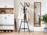 Coat Rack Stand with 2 Shelves and 6 Hooks, Freestanding Hall Coat Tree for Entryway, Bedroom, 02452166