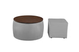 Round Ottoman Set with Storage, 2 in 1 combination, Round Coffee Table, Square Foot Rest W142065119