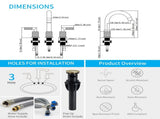 Gold Bathroom Faucet 2 Handle 8 Inch Bathroom Sink Faucets Stainless Steel 3 Hole Widespread with 04180085