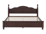 Full Size Wood Platform Bed Frame,Retro Style Platform Bed with Wooden Slat Support,Dark Walnut WF308186AAD