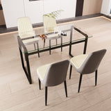 51" 4 person glass dining table set, kitchen set with black metal leg dining table and chairs, 44634513