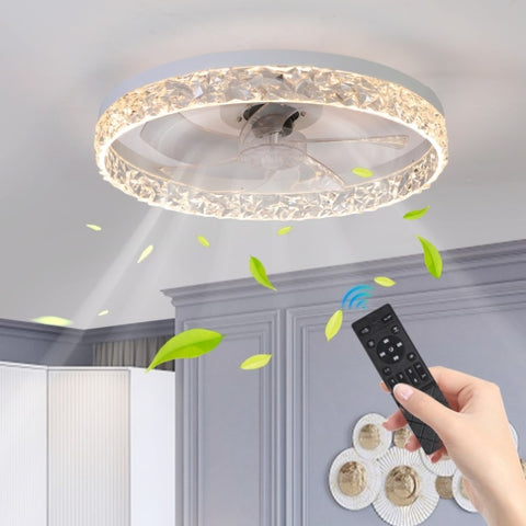 ZUN Modern Acrylic Ceiling Fan Light with Remote Control, Dimmable LED Chandelier, 6-Speed Adjustable, W1340P200008