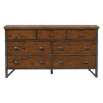 ZUN Industrial Design Bedroom 1pc Dresser of 7 Drawers Rustic Brown and Gunmetal Finish Wooden B011P152673