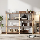 ZUN 4 Tier Retractable & Rotatable Bookcases, Wooden Corner Book Shelf, Storage Rack for 67222440