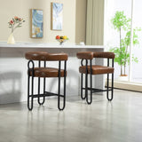 ZUN House Hold Bar Set of 1, Modern Bar Stool with Back, Black Metal Frames, Upholstered Bar W1588P207629