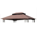 13x10 Ft Patio Double Roof Gazebo Replacement Canopy Top Fabric,Brown W41941991