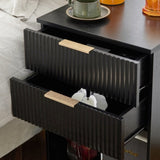 Black P2 Density Board Wavy Pattern Drawer Front 454070cm Two-Drawer Bedside Cabinet 75644100