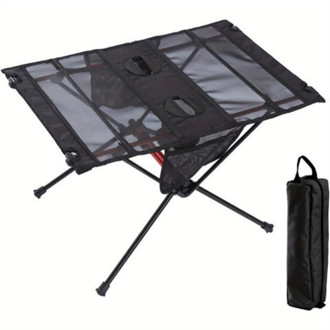 ZUN Portable Aluminium Alloy Camping Table Lightweight Outdoor Folding Garden Table with Cups Holder for 36794749