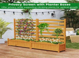 2-Panel No-Dig Fir Wood Privacy Fence with Planter Boxes, AC Unit/Trash Can Screen for Outdoor Patio 53007603