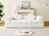 66.5-inch Modern Boneless Couch with Two Circular throw pillows,Skin-friendly lychee-textured W834P366232