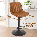 Bar Stools Set of 2, Swivel Adjustable Barstools, Bar Height Stools with Back Support, PU Leather T3623P363387