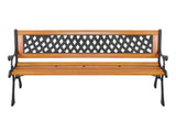 49" Garden Bench Patio Porch Chair Deck Hardwood Cast Iron Love Seat Weave Style Back 41635196