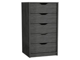 Dresser 42H" 5 Drawers Narrow Dresser, Slim Storage Chest of Drawers, Bedroom, Smokey Oak B097P167438