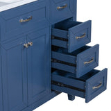 ZUN 36" Bathroom Vanity with Sink Combo, Blue Bathroom Cabinet with Drawers, Solid Frame and MDF Board 11515323