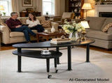 Contemporary rotatable cocktail table solid rubber wood legs, 360 degree rotating coffee table W2899P372752