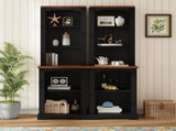 ON-TREND Two-Piece Elegant Freestanding Tall Cabinet with Fully Open Storage, Walnut Element N721P394507B
