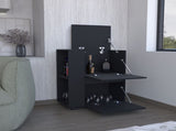 DEPOT E-SHOP Tully Bar Cart Two Pull-Down Door Cabinets and Two Open Shelves,Black B097P167410