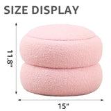 Storage Ottoman, Round Teddy Velvet Footrest with Tray, Macaron-Shaped Stool, Modern 18955916