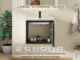 16" Floating Bathroom Vanity, Wall Mounted Plywood Cabinet with Ceramic Sink & Soft-Close Doors for B2775P510784