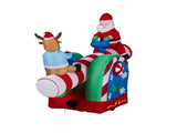 4.7 FT Lighted Christmas Inflatable Decoration, Large Motorized Seesaw with Santa and Reindeer, 16580113