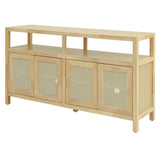 TREXM Bohemian Style Rattan Buffet Storage Cabinet with Solid Wood Frame, Sideboard with 3-position N715P290093N