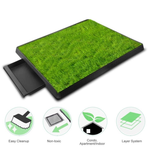 ZUN Dog Toilet Indoor Puppy Training Pad, Dog Potty Pet Training Grass Mat, Removable Waste Tray for 07162018