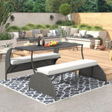 U_STYLE Versatile outdoor loveseat that converts to four seats and a table, suitable for gardens and WF321803AAA
