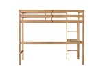 ZUN Twin High Loft Bed, Rubber Wood Loft Bed with Safety Guardrail, built-in desk, ladder,White Oak W504P206980