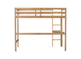 ZUN Twin High Loft Bed, Rubber Wood Loft Bed with Safety Guardrail, built-in desk, ladder,White Oak W504P206980