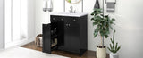 ZUN 30-Inch Black Bathroom Vanity with Ceramic Sink Combo, Abundant Storage Cabinet - 2 Soft-close Doors WF532032AAB