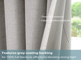 2pcs light grey 100% blackout curtains with snap-on top, suitable for hanging use. They have 49748056
