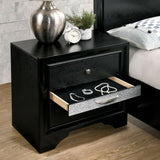 Contemporary 1pc Nightstand Black Finish Silver Accents Hidden Jewelry Drawer Nickel Round Knob B011P145826