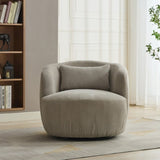 34.25 "Wide Upholstered Corduroy 360&deg Swivel Barrel Soft Accent Chair with Pillow, Circular Reading W3118P253971
