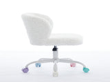 A&A Furniture Office,Artificial rabbit hair Home Office with Metal Base,Adjustable Desk W1143P324154