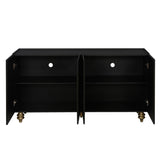 Modern Fluted Sideboard Buffet with Storage, Curve Element with Strict Lines, 4 Doors Storage W1445P256479