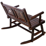 Outdoor Wood Rocking Bench Carbonized Double Rocking Chair for 2 Persons with Wide Curved Seat, W465P221182
