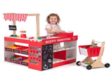 Red Wooden Kids Supermarket Playset Vending Machine, 90.1778.74104.14cm Grocery Store Toy 89690852