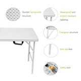 ZUN 4ft Portable Folding Table Indoor&Outdoor Maximum Weight 135KG Foldable Table for Camping White 34244176