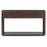 55" Console, Rustic Wooden Entryway with Storage Drawers and Open Shelf, Elegant Sofa 66076097