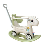 ZUN Rocking Horse Toddlers, Balance Bike Ride On Toys with Push Handle,Backrest and Balance Board W509125828