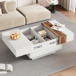 ZUN ON-TREND 31.4'' x 31.4'' Square Coffee Table with Sliding Tabletop, High Gloss Center Table with N721P180696K