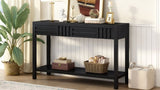 U_STYLE Ash Veneer Modern Style Console Table, Striped Design, Suitable for Entryway, Corridor, N711P230810B